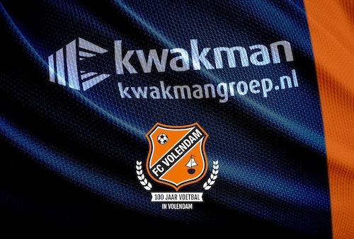 Kwakman logo op jubileumtenue FC Volendam
